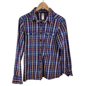 Patagonia Womens Organic Cotton Plaid Button-Down‎ Shirt Size 8 Multicolor